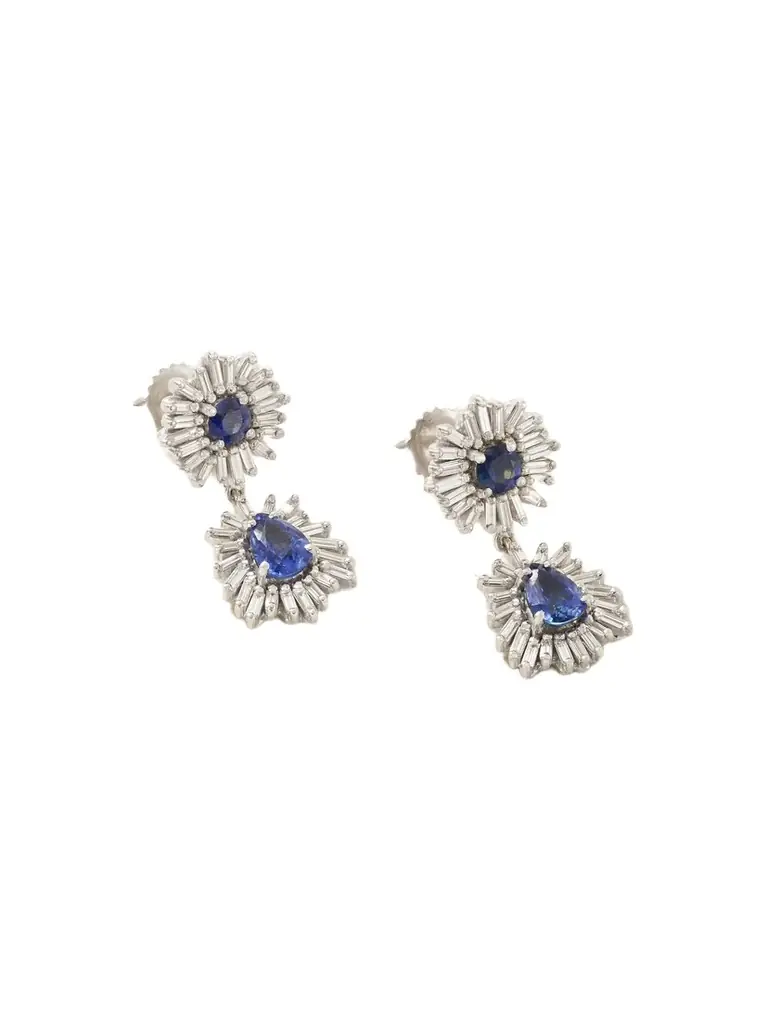 Suzanne Kalan 18-karat White Gold, Sapphire And Diamond Earrings