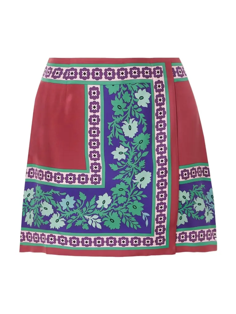 La DoubleJ Foulard Printed Silk Mini Skirt