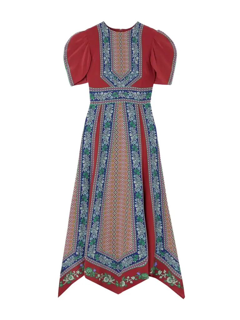 La DoubleJ Cherie Printed Silk Midi Dress