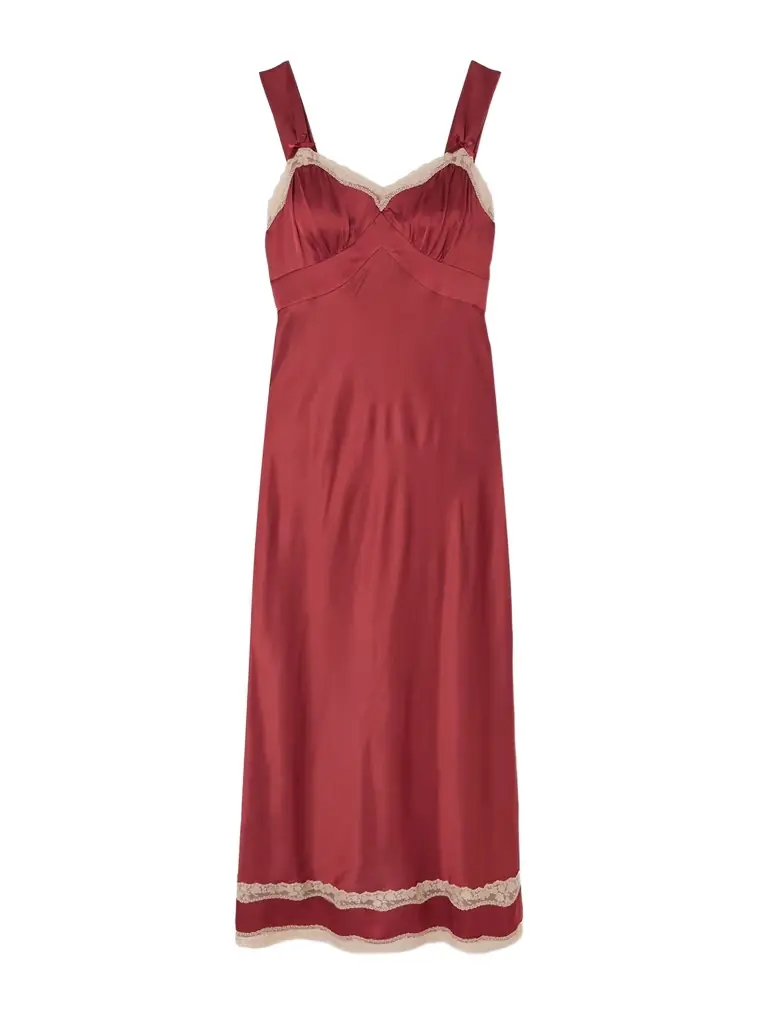 Rixo Lucie Lace-trimmed Crepe De Chine Midi Dress