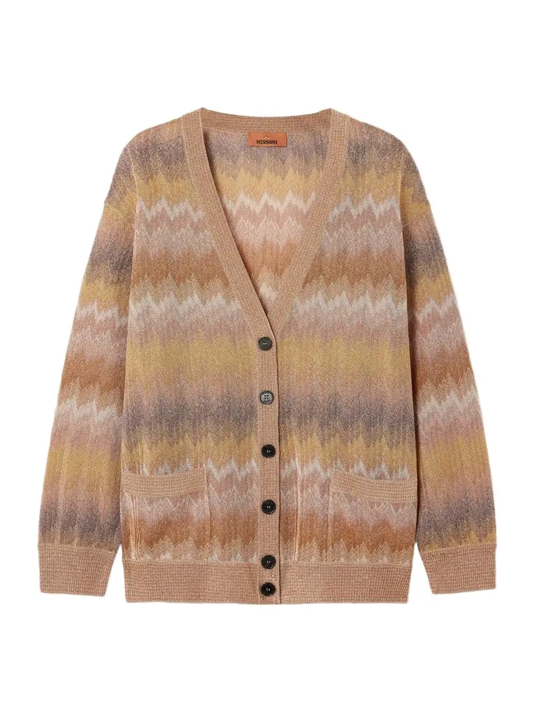 Missoni Striped Metallic Crochet-knit Cardigan