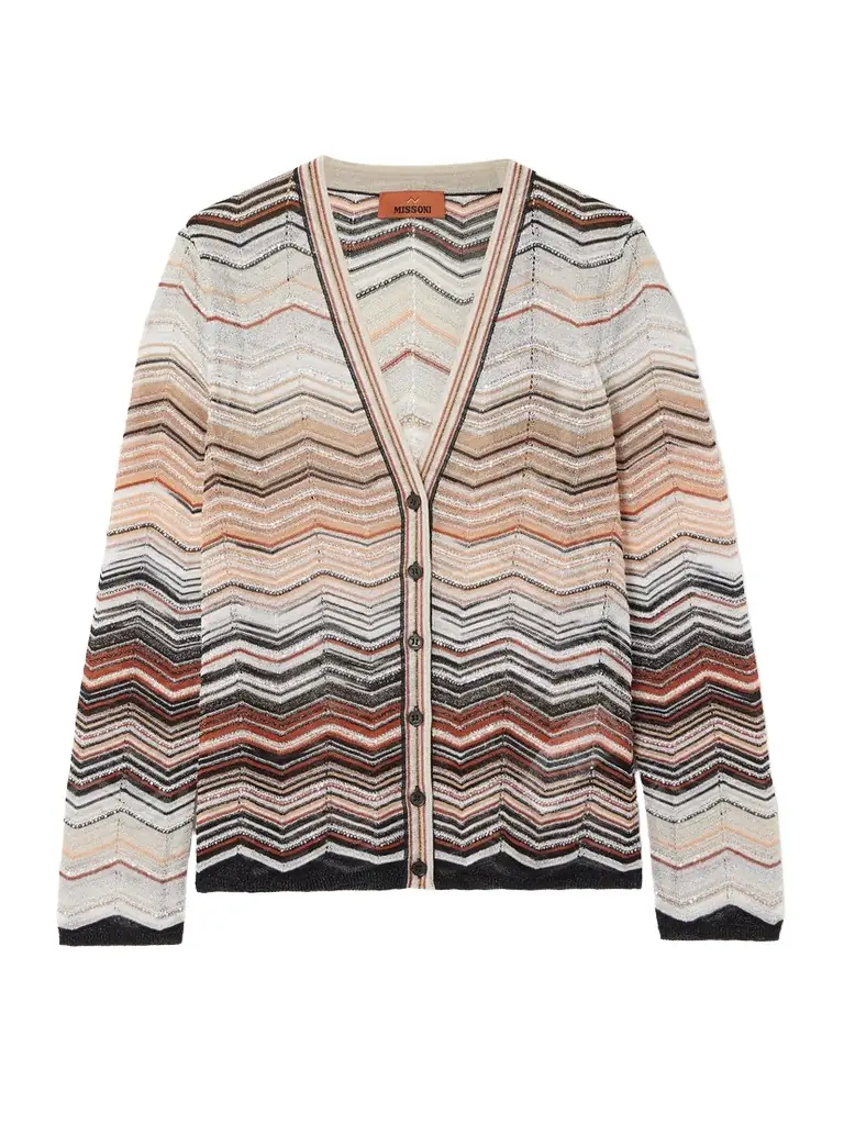 Missoni Sequin-embellished Striped Metallic Crochet-knit Cardigan