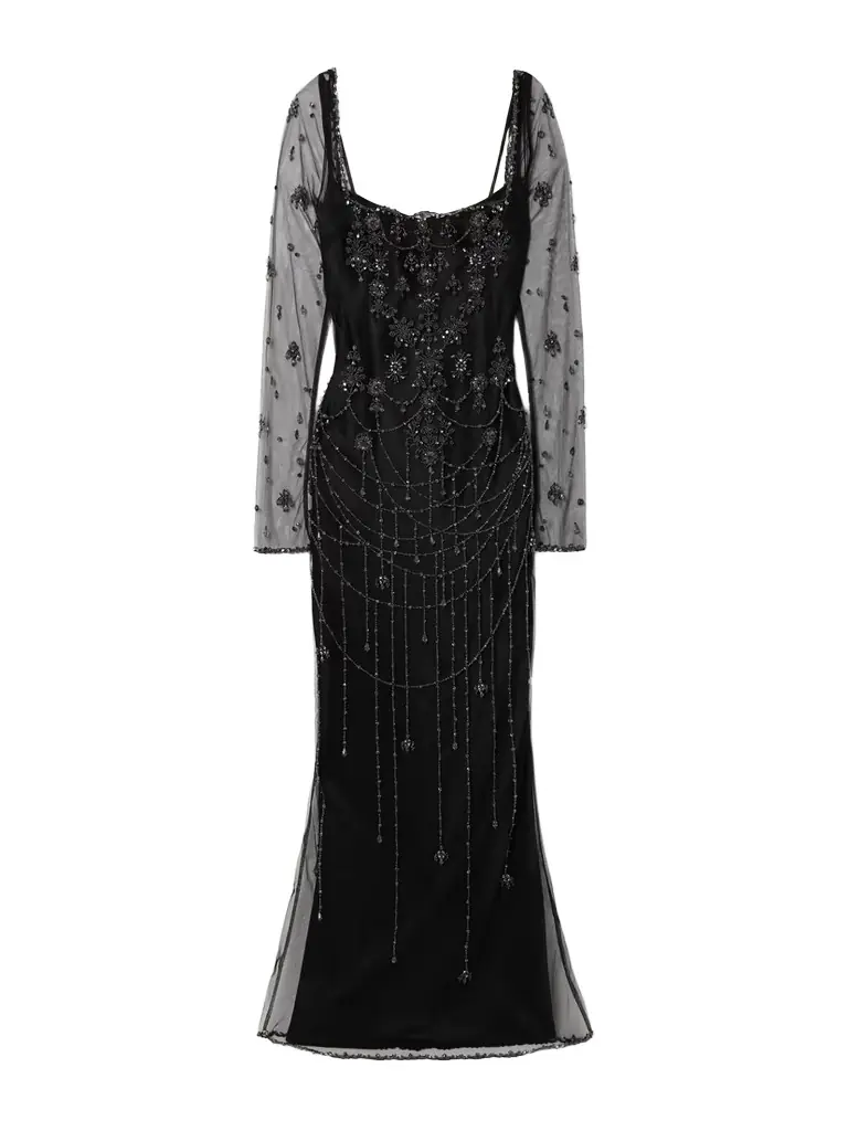 Clio Peppiatt Chandelier Embellished Tulle Gown