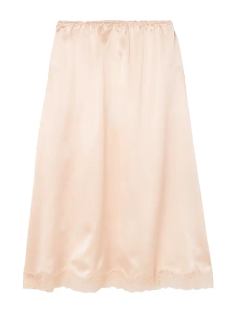 Magda Butrym Scalloped Lace-trimmed Silk-satin Skirt