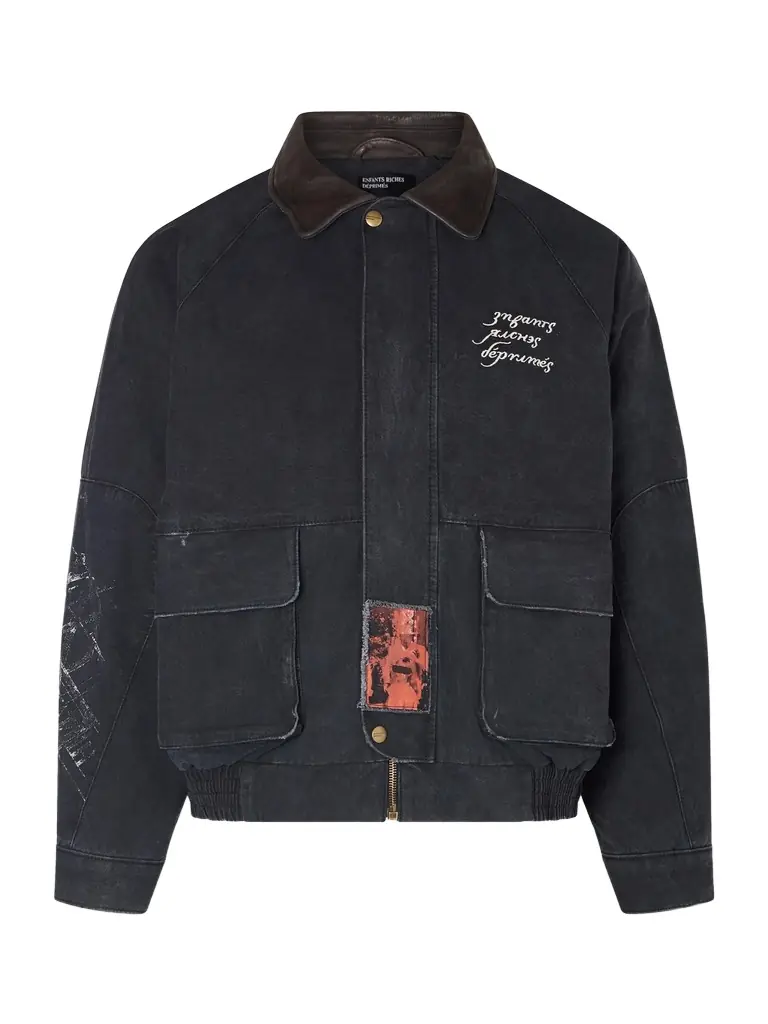 Enfants Riches Déprimés Constructivist Logo-Embroidered Leather-Trimmed Cotton-Canvas Jacket - Men