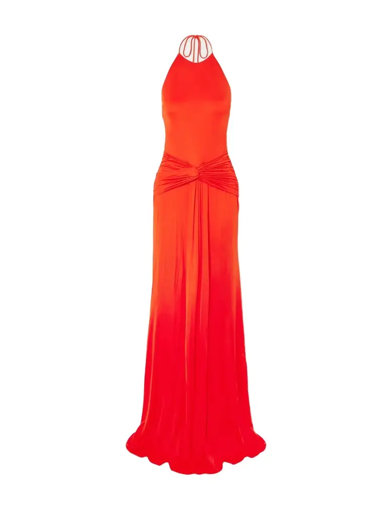 The New Arrivals Ilkyaz Ozel Euphorie Open-back Gathered Stretch-jersey Gown