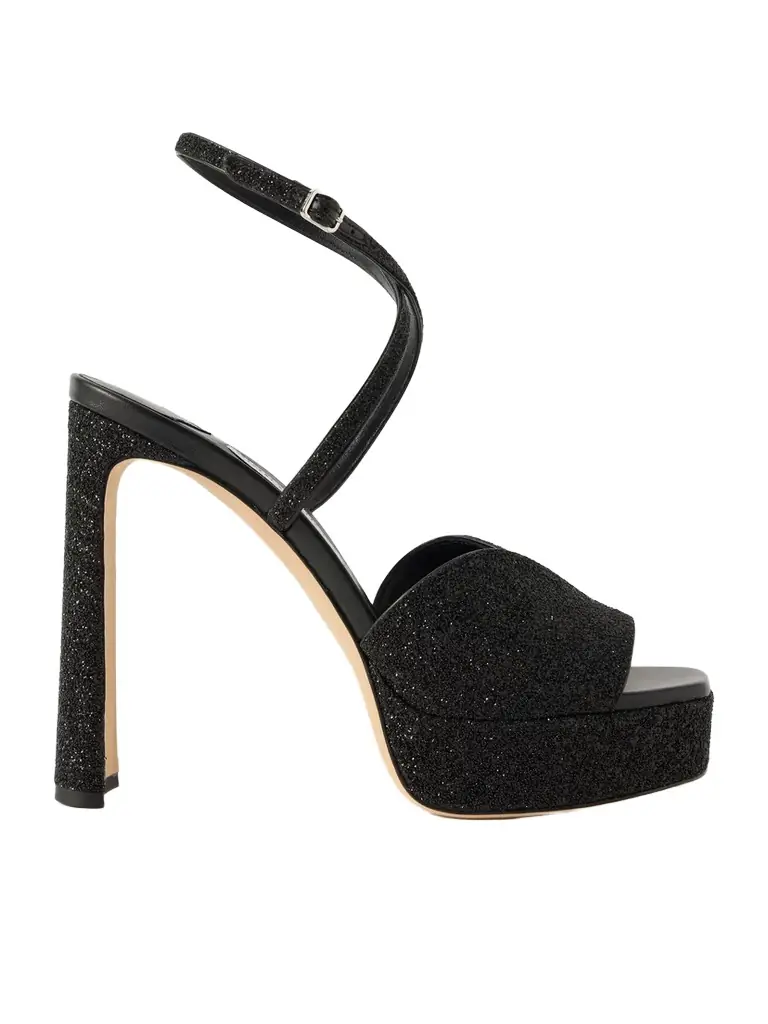 Jimmy Choo Karly 125 Glittered Leather Sandals