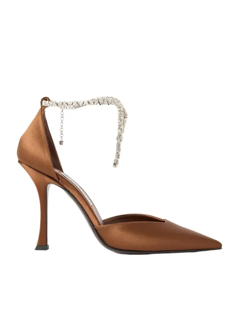Jimmy Choo Stevie 100 Crystal-embellished Satin Pumps