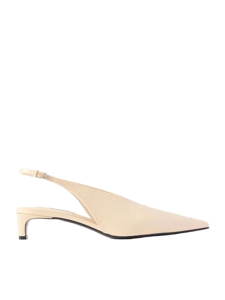 Jil Sander Crinkled Patent-leather Slingback Pumps