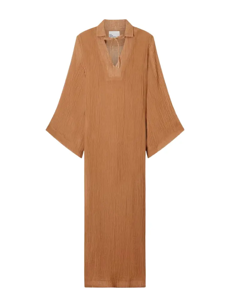 Lisa Marie Fernandez Crinkled Linen-blend Gauze Kaftan
