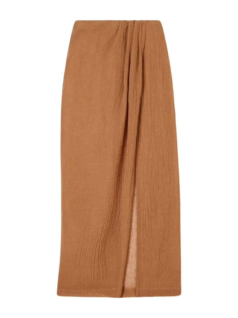 Lisa Marie Fernandez Pleated Crinkled Linen-blend Gauze Pareo