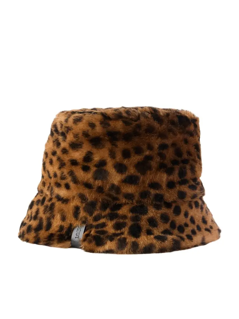 Loewe Leather-trimmed Leopard-print hearling Bucket Hat