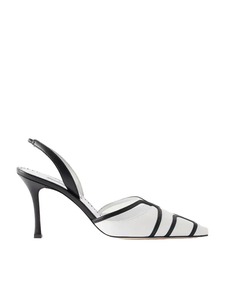 Manolo Blahnik Sarto 90 Two-tone Leather Slingback Pumps