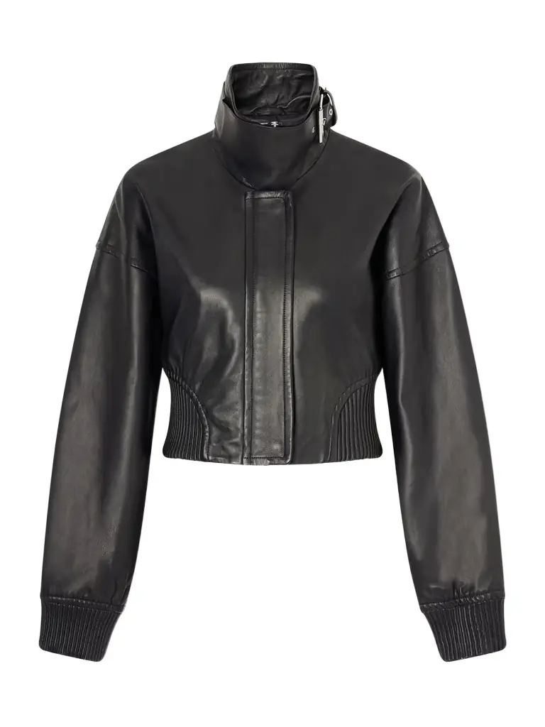 Sportmax Cropped Buckled Leather Jacket