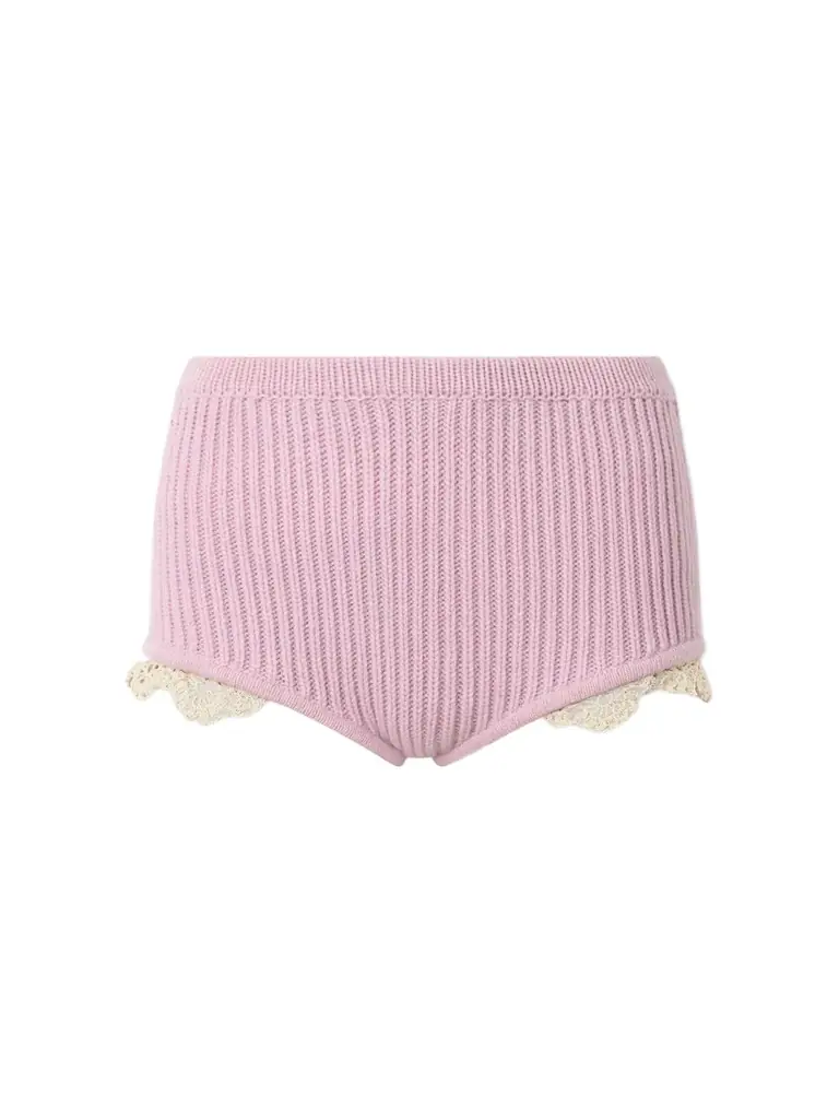 Magda Butrym Crochet-trimmed Knitted Cashmere Shorts
