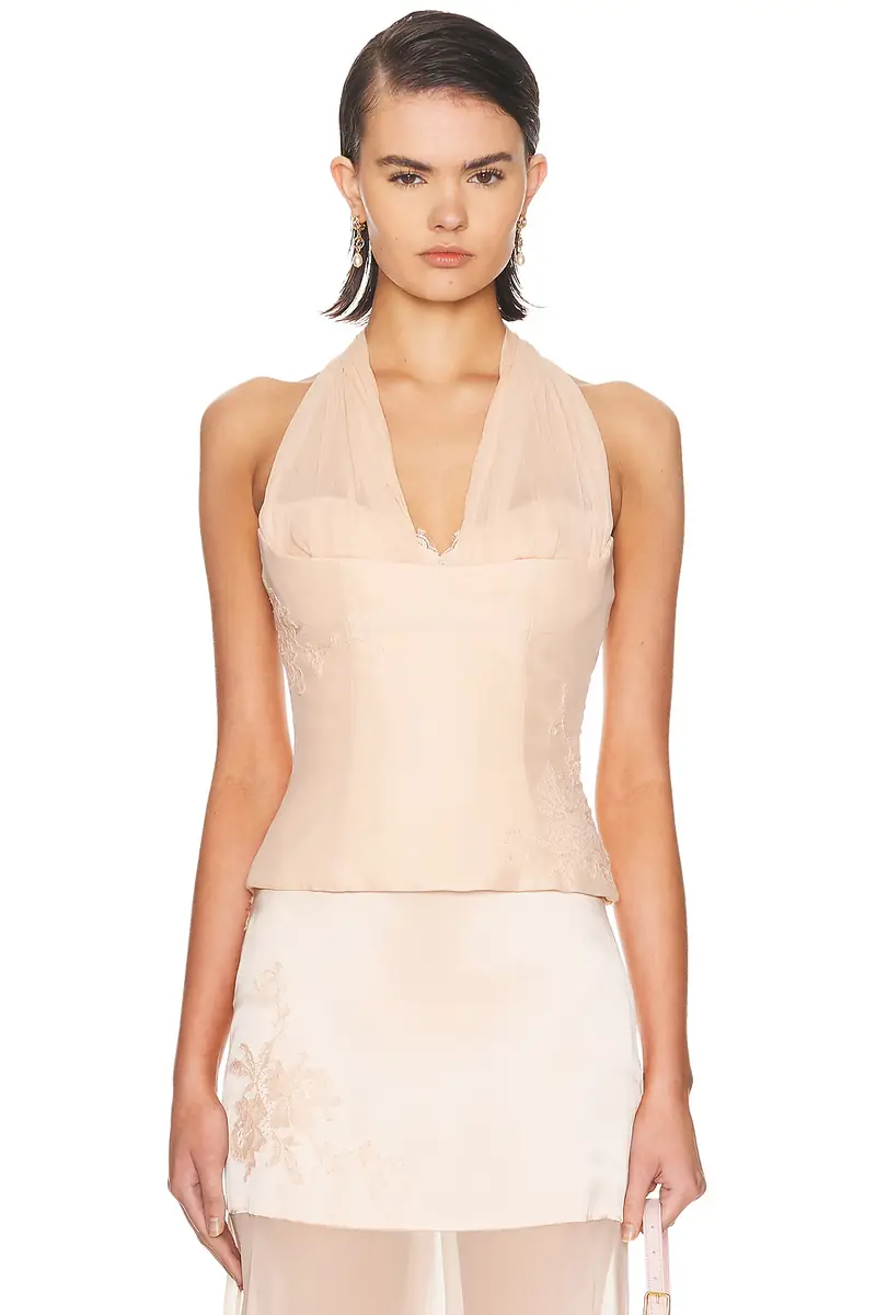 Mirror Palais Matte Silk Chiffon Top