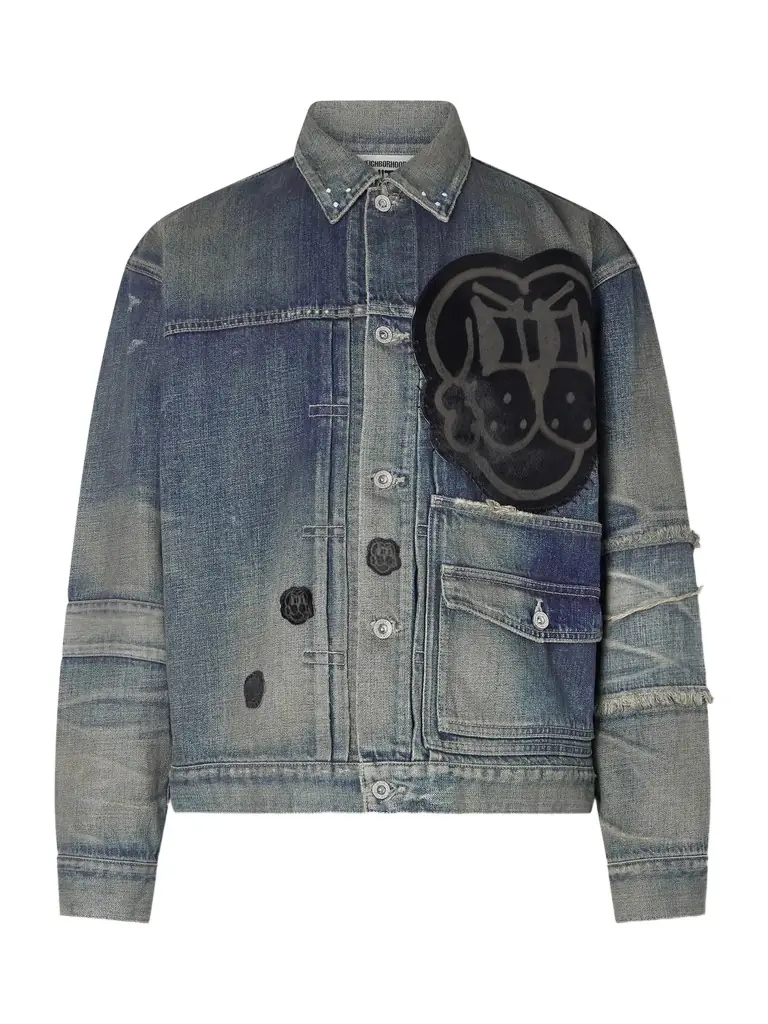 Neighborhood Chito Savage Appliquéd Distressed Denim Jacket - Men