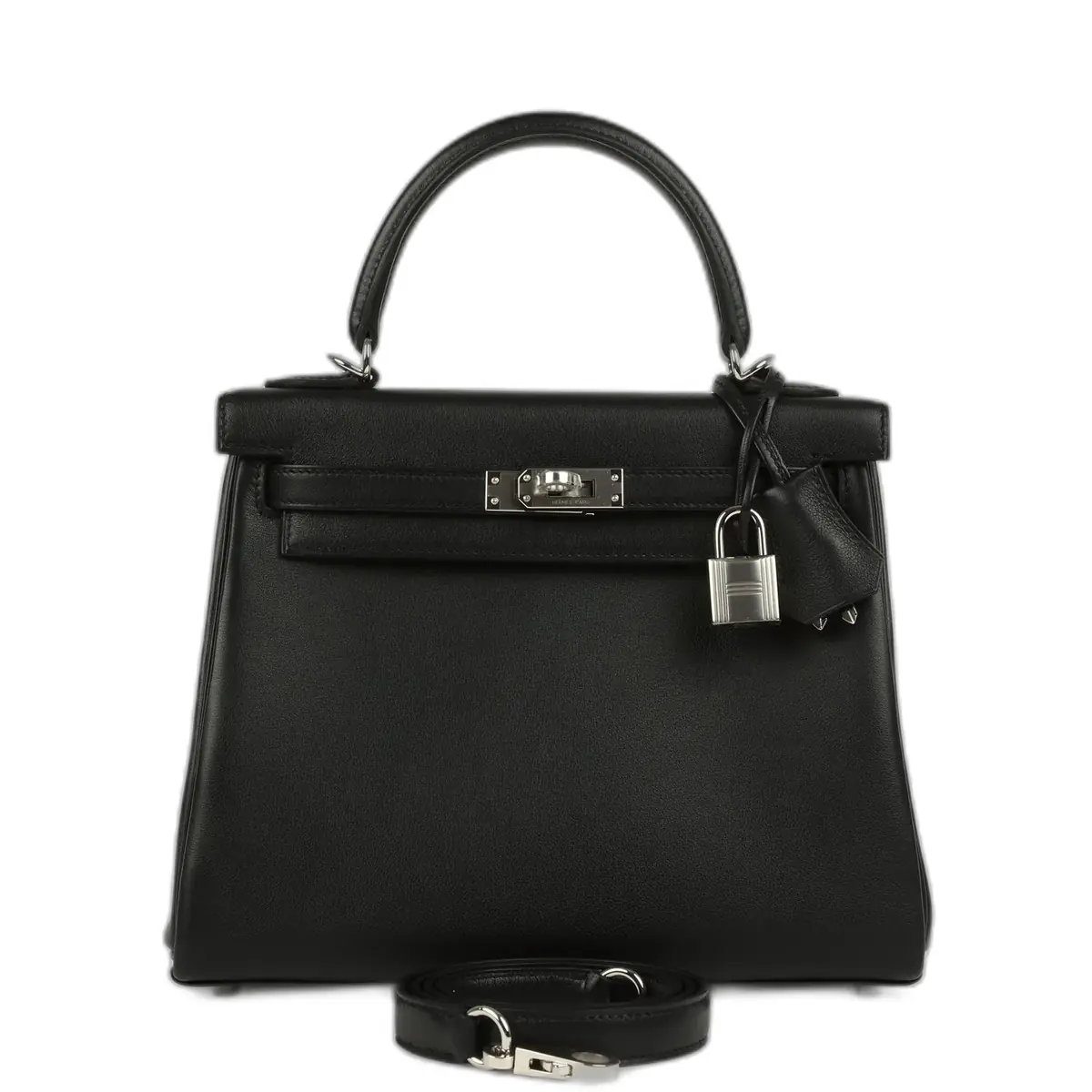 hermes Hermes Kelly Retourne 25 Black Cheri Palladium Hardware