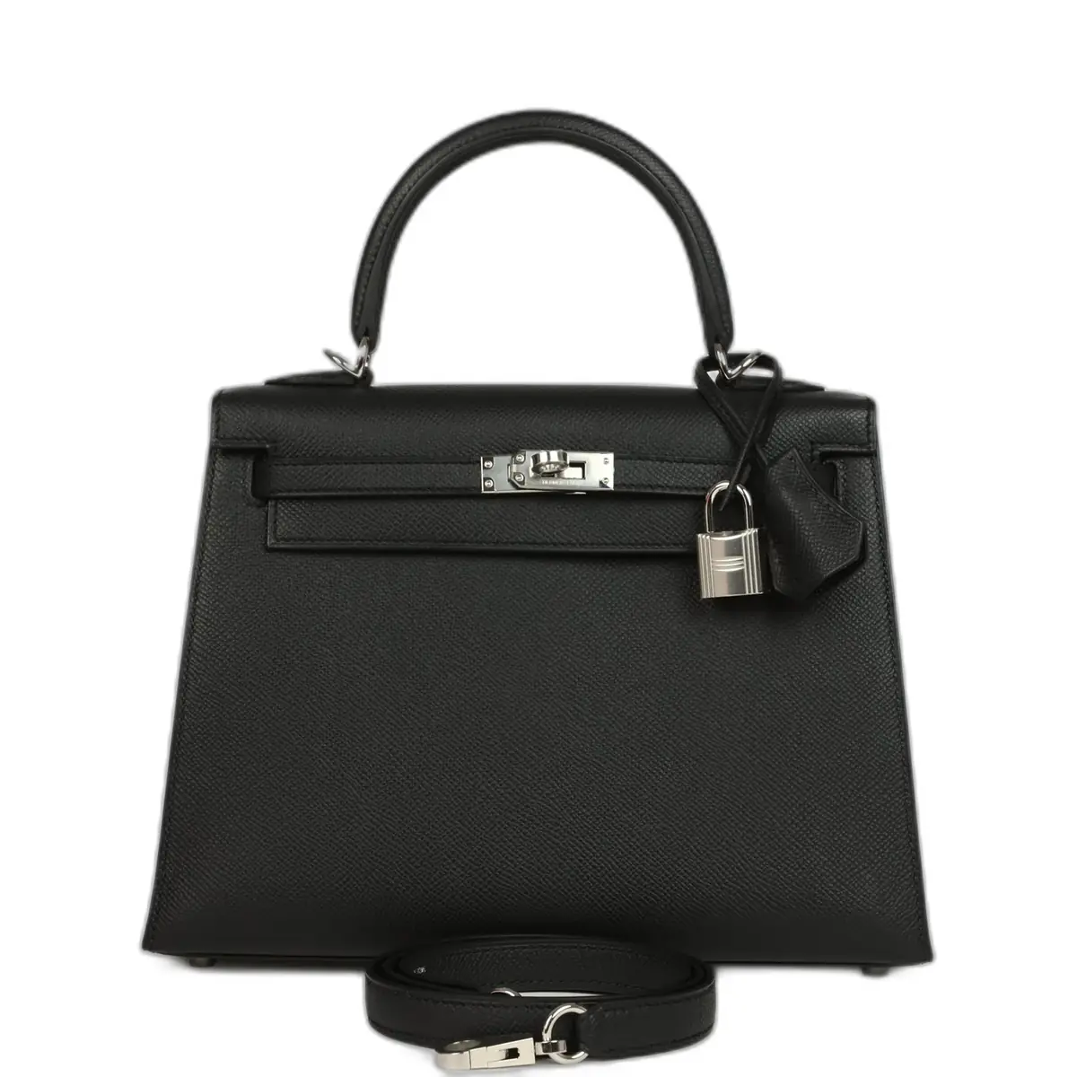 hermes Hermes Kelly Sellier 25 Black Epsom Palladium Hardware