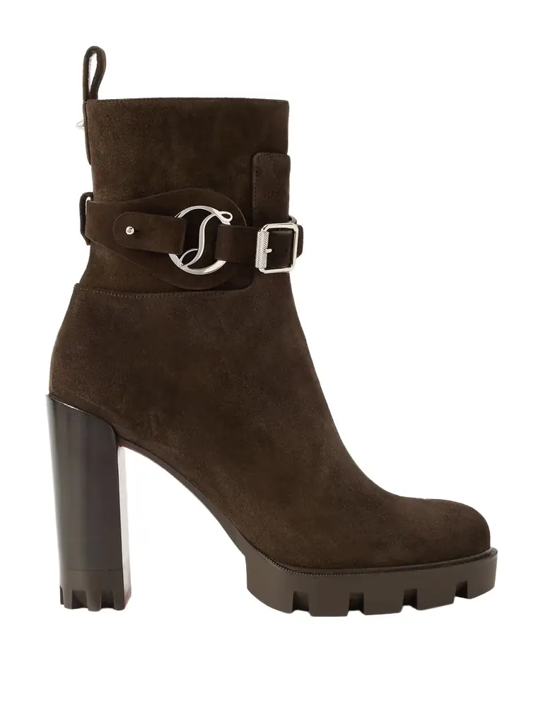 Christian Louboutin Dianouchette 100 Buckled Suede Ankle Boots