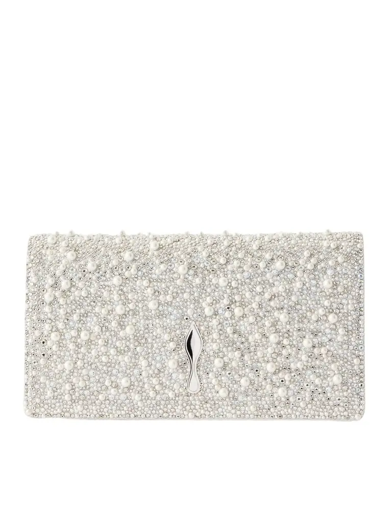 Christian Louboutin Bettina Embellished Metallic Leather Clutch