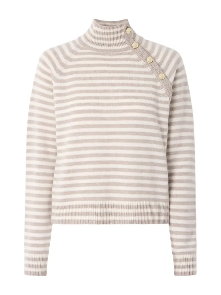 Max Mara Striped Cashmere Turtleneck Sweater
