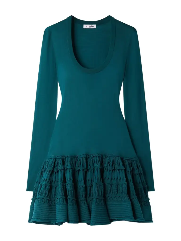 Alaïa Ruffled Wool-blend Mini Dress