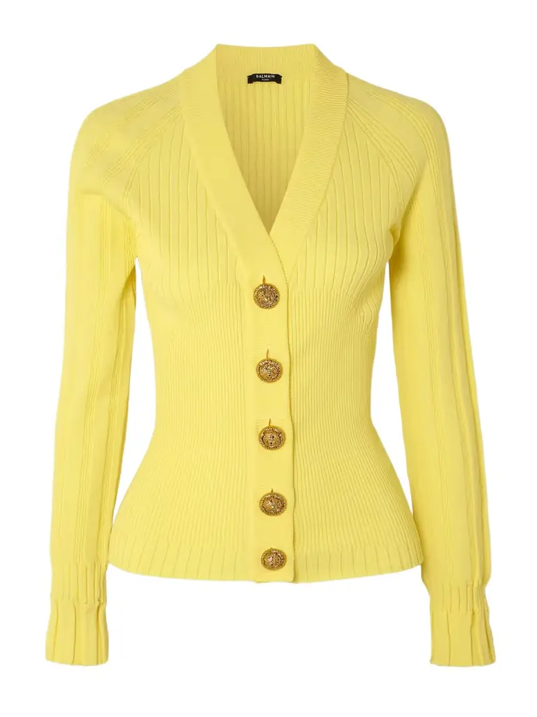 Balmain Ribbed-knit Cardigan