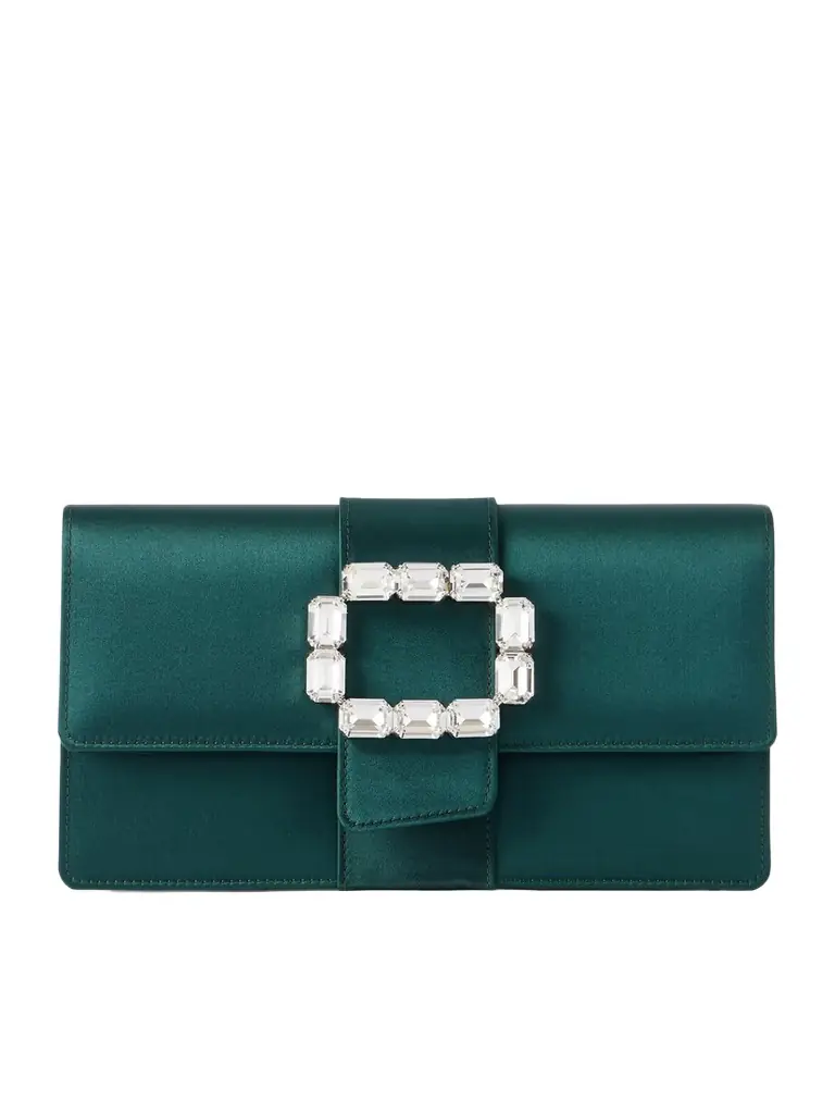 Manolo Blahnik Maycapjou Crystal-embellished Satin Clutch