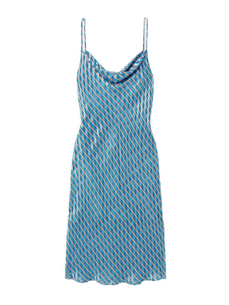 Dries Van Noten Draped Striped Satin And Chiffon Midi Dress