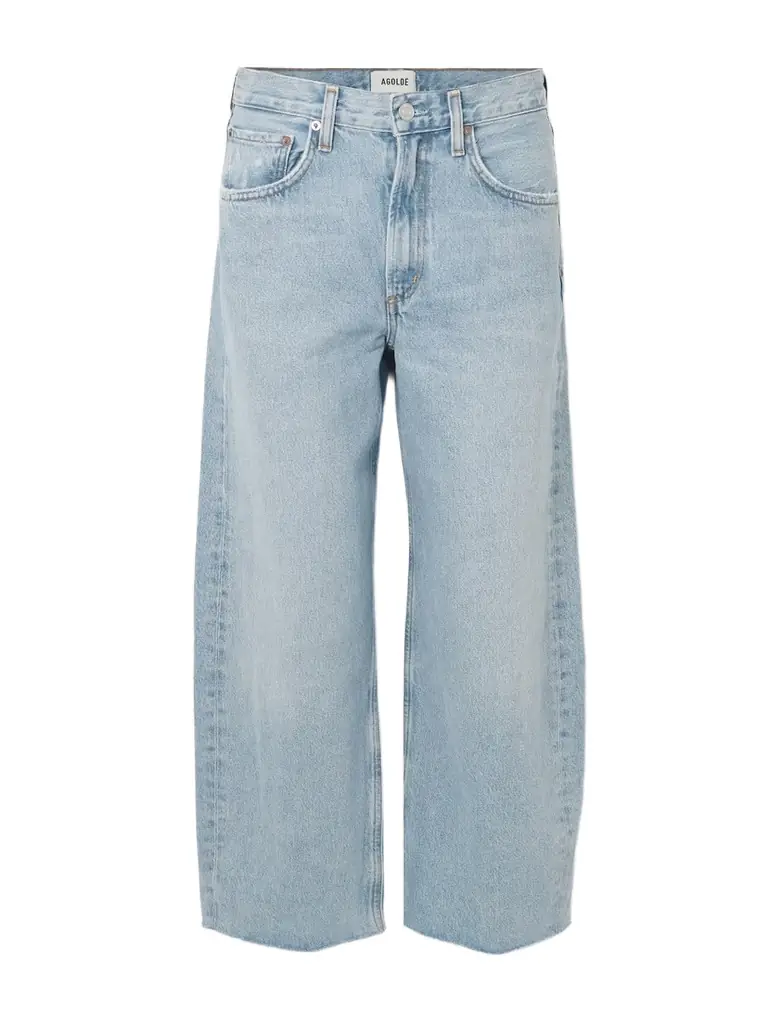 AGOLDE Low Curve Fray High-rise Wide-leg Jeans