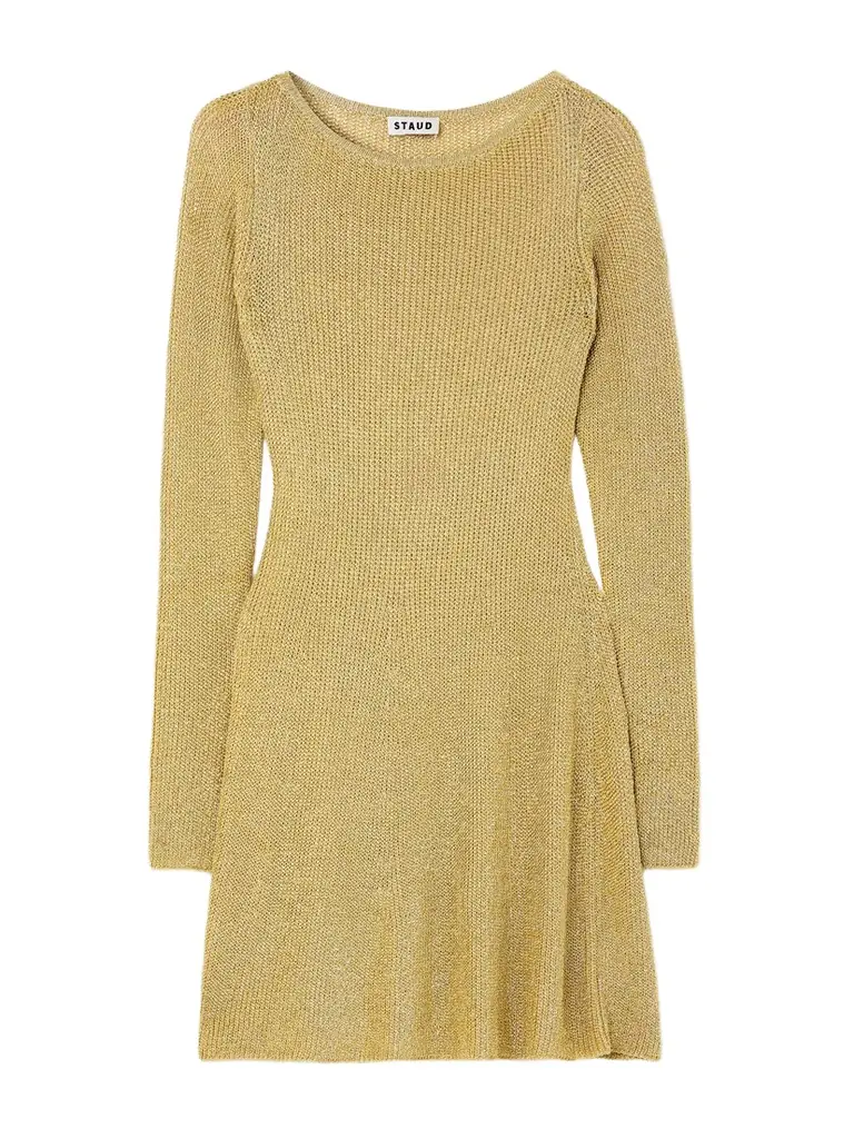Staud Nikitta Metallic Knitted Mini Dress