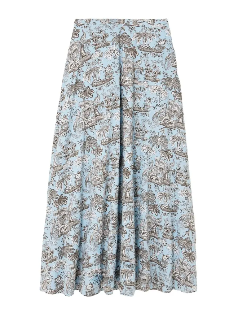 Staud Axel Printed Cotton-blend Midi Skirt