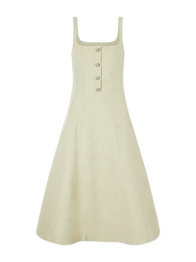 Altuzarra Orrie Button-embellished Cotton-blend Midi Dress