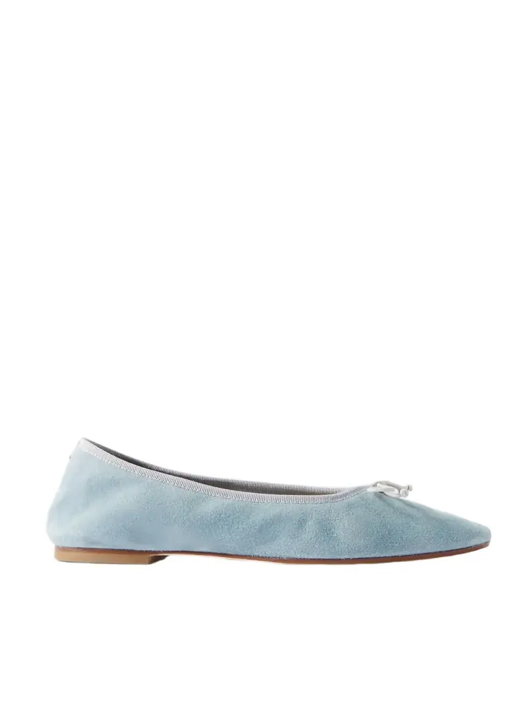 aeyde Tiby Bow-detailed Suede Ballet Flats