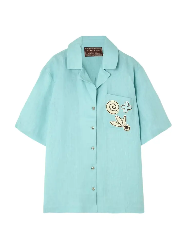 ALÉMAIS Azar Embroidered Cotton-gauze Shirt