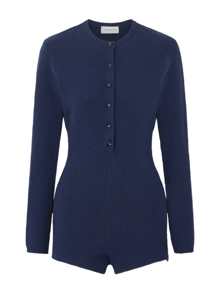 Magda Butrym Lace-trimmed Cotton-blend Terry Playsuit