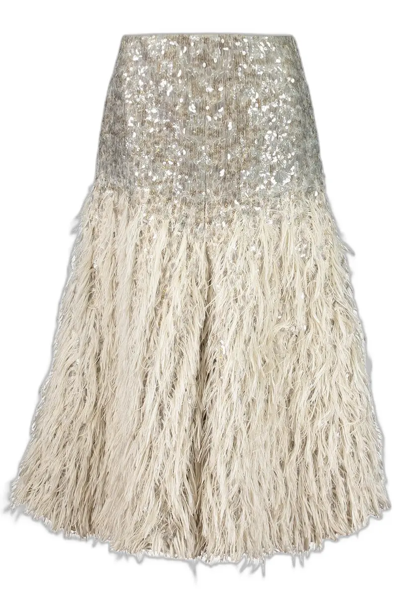 Brunello Cucinelli Degrade Embellished Fit Flare Midi Skirt