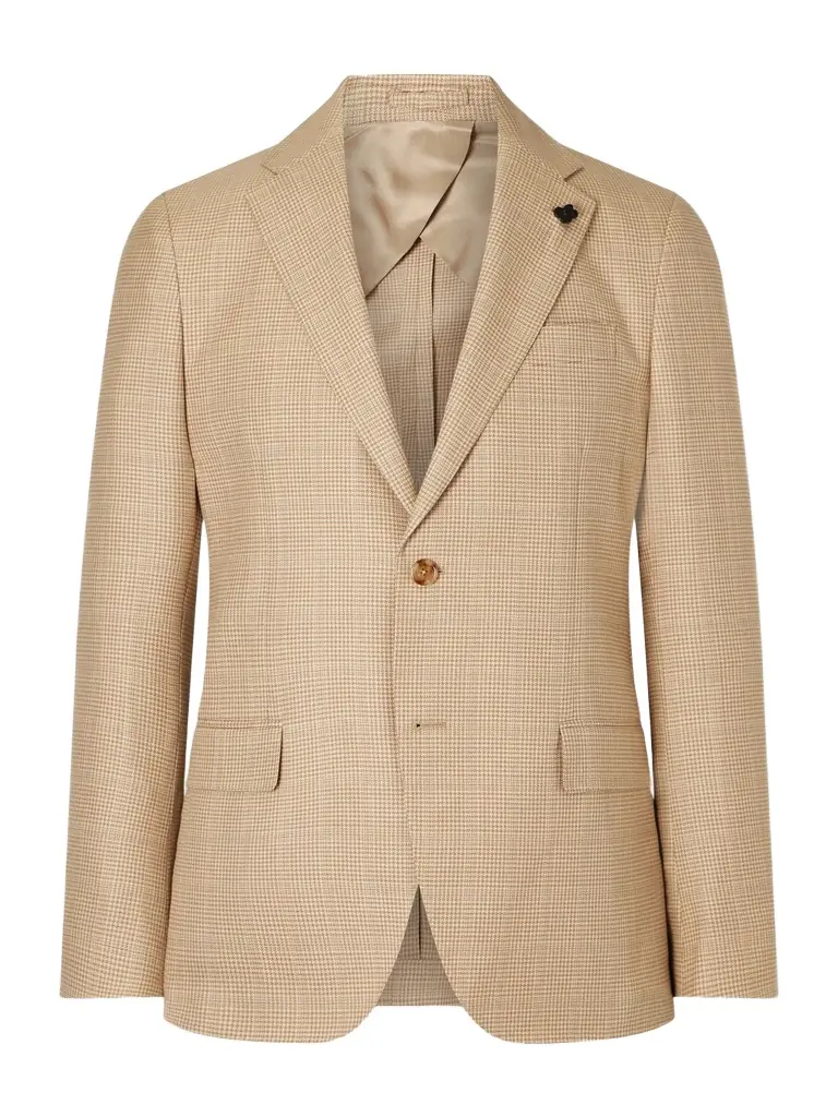 Lardini Houndstooth Wool and Cotton-Blend Blazer - Men