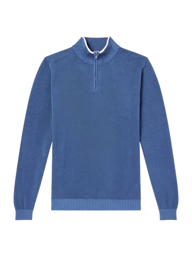 FEDELI Cotton-Piqué Half-Zip Sweater - Men