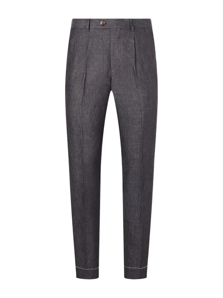 Brunello Cucinelli Slim-Fit Pleated Linen Suit Trousers - Men