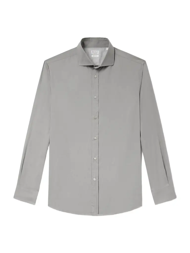 Brunello Cucinelli Cutaway-Collar Cotton Shirt - Men