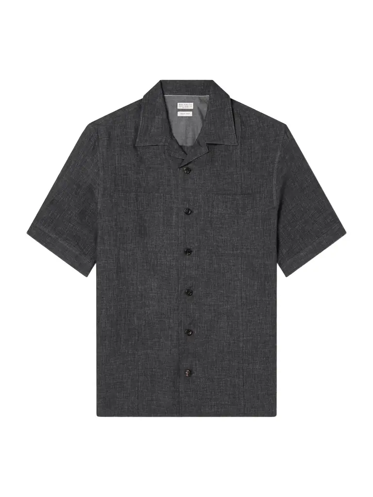 Brunello Cucinelli Camp-Collar Linen Shirt - Men