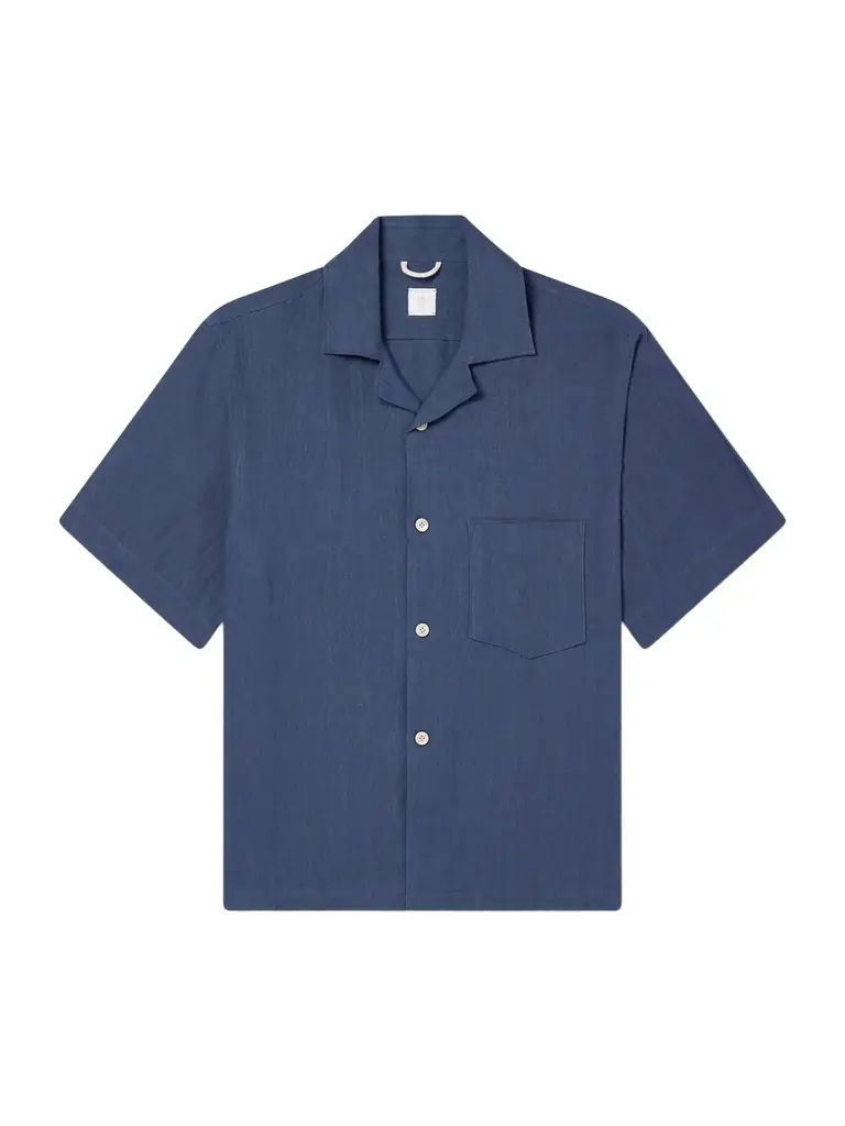 ELEVENTY Camp-Collar Linen Shirt - Men