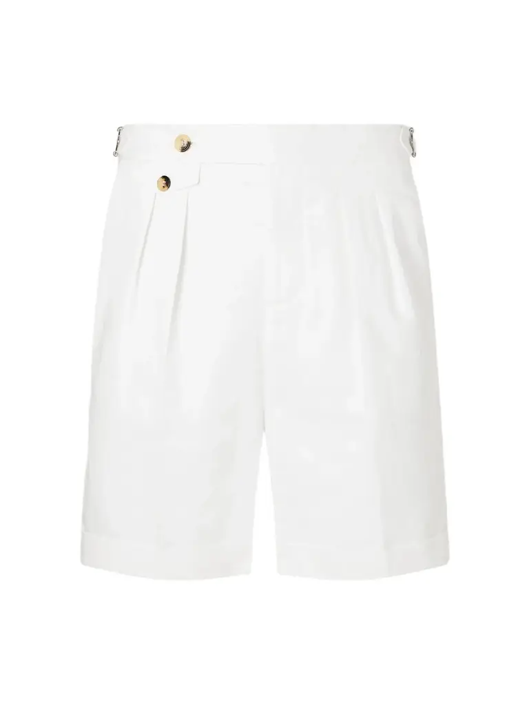 Brunello Cucinelli Wide-Leg Pleated Cotton and Linen-Blend Bermuda Shorts - Men
