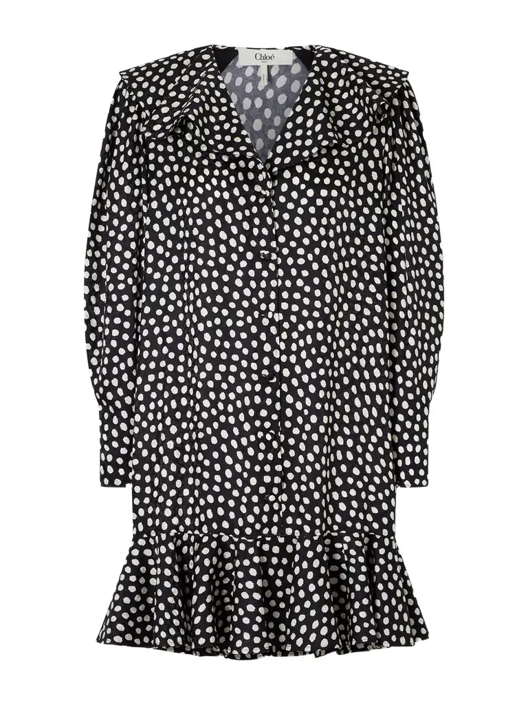 Chloé Ruffled Polka-dot Silk-jacquard Mini Dress
