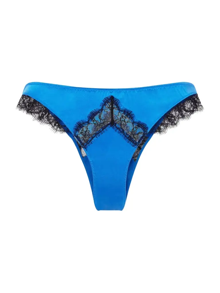 Kiki de Montparnasse Lace-trimmed Silk-satin Briefs