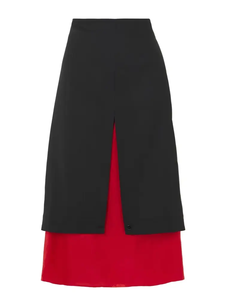RÓHE Layered Wool And Chiffon Midi Skirt