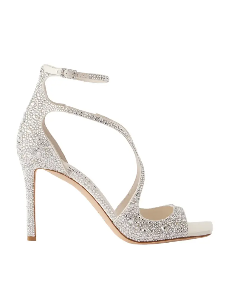 Jimmy Choo Azia 95 Crystal-embellished Satin Sandals