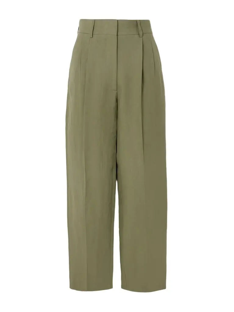Blazé Milano Fox Pleated Linen Straight-leg Pants